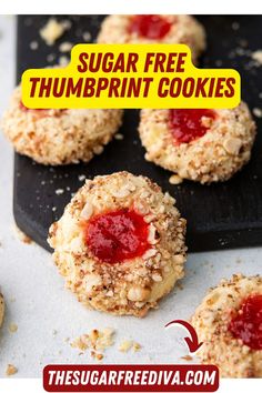 Sugar Free Thumbprint Cookies Thumbprint Cookies Recipe, Sugar Recipes, Thumbprint Cookies, No Sugar Foods, Cookies Recipe, Yummy Cookies, Us Foods, Sugar Free, Cookie Recipes