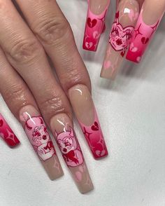 February Nail Designs, Valentines Day Nails Pink, Autumn Fall Nails, Nail 2023, Horror Nails, Nails Bright, Nail Designs Ideas, Valentines Day Nails, Halloween Acrylic Nails