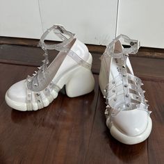 These Are Absolutely Stunning But Unfortunately Were Too Small For Me! Even Though I Have Only Worn These A Handful Of Time, There Is Some Staining (Pictured). Please Note These Run About One Half Size Small! Japanese Shoes, Punk Love, Inspo Outfit, One Half, Paul Gaultier, Platform Pumps, Jean Paul Gaultier, Jean Paul, Women Jeans