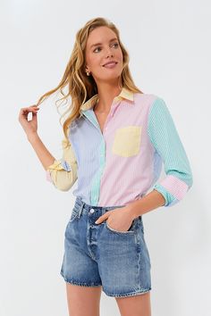 Multi Stripe Boyfriend Shirt | The Shirt by Rochelle Behrens Striped Boyfriend Shirt, Retro Clothing, Summer Fashion Trends, Boyfriend Shirt, Summer Staples, The Shirt, Color Stripes, Retro Outfits, Perfect Shirt