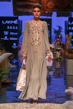 Shop for Payal Singhal Grey Georgette Marita Embroidered Yoke Gown for Women Online at Aza Fashions Grey Embroidered Dress, Grey Gown, Payal Singhal, Fusion Wear, Yoke Dress, Gown For Women, Geometric Motif, Queen Fashion, Lakme Fashion Week