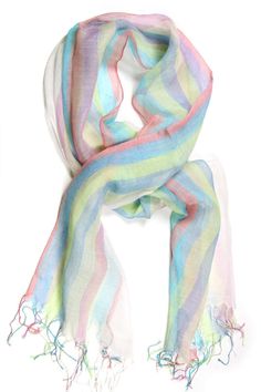 White Pastel Spring Scarf Spring Scarf, Womens Scarf, White Pastel, Spring Scarves, Striped Scarf, Pastel Blue, Cream White, 50 50, Womens Scarves