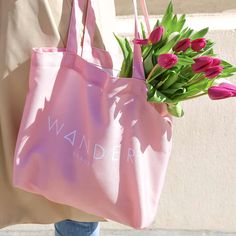 Wander Beauty Wandering Around Tote on the go Trendy Rectangular Canvas Bag For Outdoor Use, Trendy Pink Shoulder Bag For Outdoor, Casual Pink Shoulder Bag For Travel, Casual Pink Outdoor Bag, Pink Tote Bag For Outdoor, Pink Outdoor Tote Shoulder Bag, Trendy Pink Bag For Outdoor, Spring Everyday Shoulder Bag With Adjustable Straps, Casual Pink Canvas Tote Bag