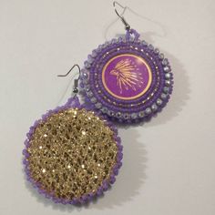 Gift Gold Beaded Earrings, Gold Beaded Earrings Gift, Gold Beaded Earrings For Gift, Gold Beaded Earrings With Bead Caps As Gift, Gold Beaded Earrings With Bead Caps For Gift, Gold Beaded Round Earrings For Gift, Purple Beaded Earrings As Gift, Purple Round Beaded Earrings For Gift, Purple Beaded Round Earrings For Gift