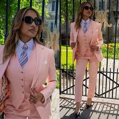 ad eBay - Pink 2 Pcs Women Suits Formal Business Office Suit Ladies Jackets Pants Set - Buy Now, click the link (eBay) Business Attire Women Fall, Pink Power Suit Women, Pink Bridesmaid Suit, Women’s 3 Piece Suit, Plus Size Real Estate Agent Attire, Pink And Green Business Attire, Ladies Suits Formal Classy, Business Suits For Women Boss Lady, Female Suit Outfit