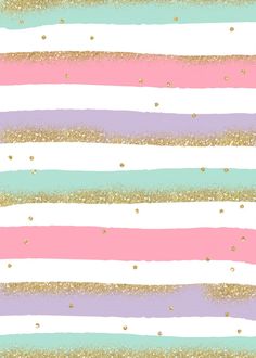 a striped background with gold glitter and pastel colors