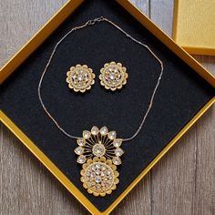 This Necklace Set Has A Statement-Making Centerpiece By Yuva For Neeru's, An Indian Women's Clothing And Accessories Boutique. It Has A Youthful Radiance And Exudes A Queenly Design. It Is Crafted With Cz Stones And Polished With An Antique Plating Which Makes Sure That Your Favorite Piece Lasts A Long Time And Continues To Bring You Admiration From Everyone. Brand New And Still In The Box. Never Worn. Gold Kundan Round Pendant Necklace Gift, Gold Necklaces With Matching Earrings And Round Pendant, Kundan Necklace With Matching Earrings As Gift, Gold Kundan Necklace For Gift, Costume Jewelry, Gold Kundan Necklace Costume Jewelry For Gift, Gold Kundan Necklace Costume Jewelry As Gift, Round Metal Kundan Necklace For Gift, Silver Kundan Necklace Set As Gift, Silver Kundan Necklace With Matching Earrings As Gift