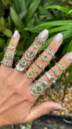 You will receive the peridot ring of your choice. Each ring is pictured and numbered for choosing. All rings are set in .925 sterling silver or plated in gold over silver Choose your size at checkout Silver Peridot Jewelry As Gift, Unique Peridot Jewelry For May Birthstone, May Birthstone Jewelry In Silver With Peridot, Silver Peridot Jewelry For May Birthstone, Spiritual Peridot Jewelry With Gemstone Accents, Spiritual Peridot Jewelry With Gemstone, Spiritual Peridot Gemstone Jewelry, Silver Peridot Jewelry With Gemstone, Unique Peridot Jewelry