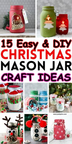 christmas mason jar craft ideas with text overlay