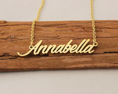 "Name Necklace, Custom Name Necklace, Personalized Name Jewelry Gold, Tiny Necklace Birthday Christmas Party Gift for Annabella This necklace is made of Stainless Steel Available color: Gold, Silver and Rose Gold Chain Length: 14\"16\"18\"20\"22\" inches Processing Time: 2-10 business days Standard Shipping: 10-15 business days to USA. 15-30 business days to other countries. Expedited Shipping: 5-8 business days to USA. 5-10 business days to others. Please do not hesitate to contact us with any Necklace With Kids Names, Graduation Gifts For Friends, Sister Wedding Gift, Birthday Necklace Gift, Tiny Necklace, Christmas Gifts For Sister, Custom Initial Necklace, Nameplate Necklace, Gold Name Necklace