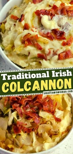 this is an image of traditional irish coleslaw and potato casserole with bacon