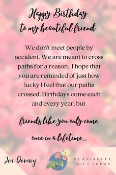 crossed paths quote Birthday Message For Friend Friendship, Quote Birthday, Happy Birthday Best Friend Quotes, Friendship Quote, Happy Birthday Love Quotes