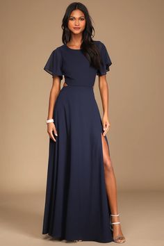 Black Tie Wedding Guest Dresses - Black Tie Wedding Outfits - Lulus Semi Formal Long Dresses, Navy Wedding Guest Outfit, Navy Dress Outfit Wedding, Velaris Wedding, Navy Blue Dress Outfit Wedding, Blue Wedding Guest Outfit, Navy Blue Wedding Guest Dress, Black Tie Optional Wedding Guest Dress, Blue Long Dresses