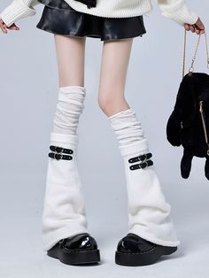 The price is for a pair of leg warmers and a pair of socks only, others are not included. White Harajuku Socks For Winter, White Harajuku Style Winter Socks, Black Harajuku Leg Warmers For Fall, Black Harajuku Style Leg Warmers For Fall, Harajuku Style Black Leg Warmers For Winter, Harajuku Style Black Leg Warmers For Fall, Casual Leg Warmers For Cosplay In Winter, Harajuku Style White Leg Warmers For Fall, Harajuku Style Stretch Leg Warmers For Winter