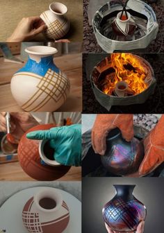 many different vases are shown with their hands on the top one and bottom one