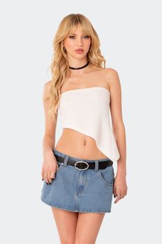 PRODUCT INFO Top Strapless fit Asymmetric hem Textured knit fabric Polyester, Spandex Model wears size S Model height is 5'6 Item care: Wash with similar color Asymmetrical Tops For Women, Ig Girls, Asymmetric Top, Top Strapless, Asymmetrical Tops, Textured Knit, Lookbook Outfits, Tops For Women, Skirt Outfits