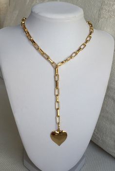 Gold Large Link Necklace Statement Thick Gold Necklace Gold - Etsy Gold Heart Pendant Chain Necklace, Gold Choker Necklace For Valentine's Day, Gold Chunky Heart-shaped Jewelry, Chunky Heart Shaped Gold Jewelry, Chunky Heart-shaped Gold Jewelry, Chunky Heart-shaped Gold Necklace, Gold Metal Heart Choker Necklace, Gold Link Chain Necklace With Heart Charm, Gold Heart Necklace With Chunky Chain