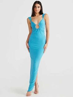 Cut Out Backless Long Bodycon Evening Party Dress – SHExFAB Blue Party Dress, Red Cocktail Dress, Jumpsuit Outfit, Bodycon Maxi Dresses, Party Dress Short, Necklines For Dresses, Short Mini Dress, Evening Party Dress, Plus Dresses