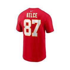 Travis Kelce is consistently one of the most dominant players on the gridiron. This Player Name and Number T-shirt from Nike is a strong tribute to your favorite player's career with the Kansas City Chiefs. Designed as a simple alternative to the on-field jerseys, this player tee features bold graphics on the front and back so you can proudly support your Kansas City Chiefs..Crew neck.Short sleeve.Officially licensed.Screen print graphics.Sports Fan Shop by LIDS.This item purchased online must be returned to the vendor by mail only. This item cannot be returned to Macy's stores..100% Cotton.Machine Wash, Tumble Dry Low.Imported Nike T-shirt With Team Logo For Football Season, Nike T-shirt For Football Season Game Day, Nike T-shirt For Football Season Sports Events, Nike Short Sleeve T-shirt For Football Season, Nike Crew Neck Tops For Football Season, Nike Tops For Football Season Fan Merchandise, Nike Baseball Season Fan Apparel T-shirt, Nike T-shirt With Team Logo For Baseball Season, Nike Fan Apparel Tops For Football Season