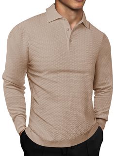 PRICES MAY VARY. Elegant Jacquard Fabric: This JMIERR men's long-sleeve polo shirt is crafted from comfortable jacquard fabric, featuring a sophisticated textured pattern that adds a touch of elegance to your wardrobe. Comfortable and Breathable: This dress pullover sweater for man made from high-quality, breathable materials, this dress shirt ensures maximum comfort throughout the day. The soft fabric feels great against the skin, making it perfect for all-day wear. Classic Polo Design: The kni Business Casual Long Sleeve Sweater With Buttons, Fitted Long Sleeve Polo Shirt With Buttons, Solid Long Sleeve Polo Sweater With Button Closure, Fall Collared Polo Shirt With Buttons, Fall Collared Polo Shirt, Long Sleeve Polo Shirt For Fall With Button Closure, Fall Long Sleeve Polo Shirt With Button Closure, Long Sleeve Polo Shirt For Fall, Long Sleeve Solid Polo Shirt For Fall