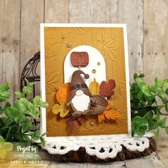 a thanksgiving card with a turkey on it and leaves around the edges that says happy fall