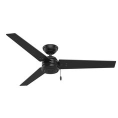 a black ceiling fan on a white background