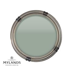 a round mirror with black handles on a white background and the words mylands above it