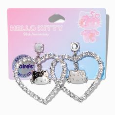 Hello Kitty® 50th Anniversary Claire's Exclusive Drop Earrings Hello Kitty Hoop Earrings, Hello Kitty Things, Pinterest Wishlist, Stitch Room, Hello Kitty Shop, Hello Kitty Earrings, Sanrio Stuff, Hello Kitty Jewelry, Y2k Accessories