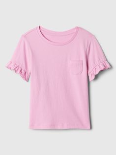 babyGap Ruffle Pocket T-Shirt | Gap Factory Cotton Ruffle T-shirt With Flutter Sleeves, Cotton T-shirt With Ruffles And Flutter Sleeves, Cute Ruffled Crew Neck T-shirt, Casual Cotton Flutter Sleeve Tops, Casual Cotton Tops With Flutter Sleeves, Relaxed Fit Cotton Tops With Ruffle Sleeves, Relaxed Fit Cotton Top With Ruffle Sleeves, Cotton Tops With Ruffle Sleeve And Relaxed Fit, Cotton Tops With Ruffle Sleeves In Relaxed Fit