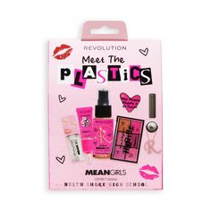 Get in loser… we’re going shopping! ​ ​ Transform yourself into a regulation HOTTIE with the limited-edition Mean Girls x Revolution 20th anniversary collection. It’s time to meet your new fave minis – your beauty routine is so fetch! This The Plastics Mini Set is perfect for on-the-go glam, or as a gift for any Mean Girls fan… Inside the set you’ll find: A mini pink liquid blush A mini clear lip gloss A mini glow fix fixing spray A six-pan mini shadow palette with super wearable matte and shimm Mean Girls Burn Book, 00's Makeup, The Plastics, Fixing Spray, Girl Gift Set, Makeup Train Case, Liquid Blush, Clear Lip Gloss, Mini Pink