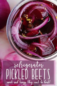 an image of pickled beets with text overlay