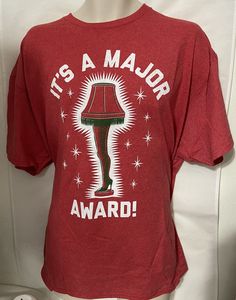 A CHRISTMAS STORY Leg Lamp IT'S A MAJOR AWARD Leg Lamp TEE Men's XXL NWT Christmas Story Christmas Shirts, Christmas Fan Merchandise Crew Neck Tops, A Christmas Story Leg Lamp, Christmas Story Leg Lamp, Leg Lamp, Christmas Story, Family Christmas Shirts, Christmas Family, Tag Sale