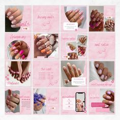 Nail Tech Instagram Template, Pink Nail Tech Post Templates, Manicurist Instagram Feed Design, Nail Artist Posts, Gel Nails Canva Templates - Etsy Nail Bar Instagram Feed, Nail Tech Advertising Ideas, Nail Branding, Instagram Feed Design, Price List Design, Nail Salon Decor, Story Insta, Feed Ig