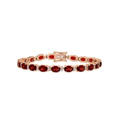 Featuring eye-catching garnet gemstones, this Stella Grace tennis bracelet offers a sophisticated look you'll love. Featuring eye-catching garnet gemstones, this Stella Grace tennis bracelet offers a sophisticated look you'll love.Click on this JEWELRY & WATCHES GUIDE to learn about fit, styles, materials and more! Length: 7.25 in. Clasp: box Metal: sterling silver Plating: 18k rose gold flash plated Finish: polished Packaging: boxedSTONE DETAILS Stone type: garnet, white sapphire Total weight: Luxury Gemstone Accented Bracelets For Formal Occasions, Luxury Bracelets With Gemstone Accents For Formal Events, Luxury Bracelets With Gemstone Accents For Formal Occasions, Elegant Garnet Gemstone Bracelets, Elegant Garnet Gemstone Bracelet, Formal Garnet Gemstone Bracelets, Elegant Garnet Bracelets For Formal Occasions, Classic Rose Gold Gemstone Bracelets, Sapphire Tennis Bracelet