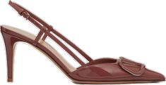 Elegant Brown Slingback Pumps With Buckle, Elegant Brown Slingback Pumps With Buckle Closure, Luxury Brown Slingback Pumps With Buckle Closure, Slingback Pump, Valentino Garavani, Pumps