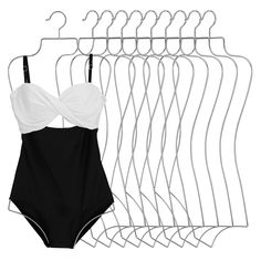 PRICES MAY VARY. Sufficient Quantity: you will receive 10 pieces of the lingerie hangers in total in silver color, each hanger measuring about 31.3 x 14.4 inches/ 79.5 x 36.5 cm in length and width, a proper size to fit most adult swimsuits, and the large quantity can satisfy your daily use and replacing needs Reliable and Sturdy: the wire clothes hanger is made of quality metal material, with exquisite welding and electroplating technology, reliable and practical, sturdy and practical, not easy Swimsuit Hanger, Display Hangers, Human Body Shape, Swimwear Boutique, Boutique Closet, Bathing Suit Dress, Clothing Displays, Suit Hangers, Delicate Clothes