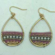 New From My Store Inventory. Slightly Larger Than The Earth & Sky Earrings Listed, These Are 1 1/8" Wide And Total Drop Is 2 Inches. Hand Strung Seed Beads Are Wired In Place At The Bottom Of The Pear Shape. Pretty Shade Of Pink. As Always, The Setting Is 18-Kt Gold Plated For Durability. Pink Metal Jewelry With Colorful Beads, Pink Metal Jewelry With Dangling Beads, Pink Beaded Teardrop Earrings, Pink Teardrop Beaded Earrings For Party, Adjustable Nickel-free Teardrop Beaded Earrings, Pink Wire Wrapped Beaded Earrings With Round Beads, Adjustable Pink Teardrop Beaded Earrings, Pink Wire Wrapped Beaded Earrings, Pink Beaded Teardrop Jewelry