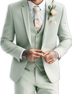 Fitted Green Three-piece Suit For Party, Fitted Green Tuxedo For Semi-formal Events, Green Slim Fit Formal Sets, Classic Green Slim Fit Sets, Green Tailored Tuxedo For Party, Green Semi-formal Suit With Notch Lapel, Tailored Green Tuxedo For Party, Green Slim Fit Tuxedo For Formal Occasions, Green Fitted Three-piece Suit For Formal Occasions