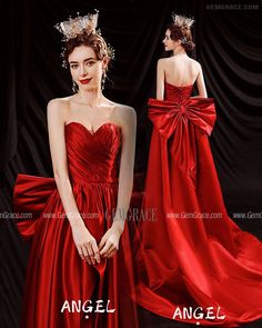 10% off now|Free shipping world-wide. Sweetheart High Low Red Satin Formal Dress with Big Bow In Back at GemGrace. Click to learn our pro custom-made service for wedding dress, formal dress. View #PromDresses for more ideas. Party Evening Dress With Sweetheart Neckline And Bow, Party Evening Dress With Bow And Sweetheart Neckline, Sweetheart Neckline Evening Dress With Bow For Party, Bow Evening Dress For Banquet During Prom Season, Party Ball Gown With Satin Finish, Prom Ball Gown With Satin Bow, Satin Ball Gown With Sweetheart Neckline For Party, Ball Gown With Satin Bow For Prom, Red Satin Ball Gown With Sweep Train