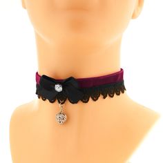 The combination of a velvet collar with a delicate lace, bow and a pendant heart is a perfect blend of elegance and gothic charm. The addition of a red heart adds a touch of romance and whimsy, making this accessory truly unique and eye-catching. It's perfect for those who appreciate the darker side of fashion with a touch of femininity. Choker Necklace Gothic collar black velvet lace evening black choker goth lace collar burlesque collar gothic wedding jewelry victorian vampire. neckband choker Gothic Wedding Jewelry, Goth Costume, Victorian Vampire, Evening Necklace, Black Lace Choker, Jewelry Victorian, Vampire Goth, Choker Black, Necklace With Heart