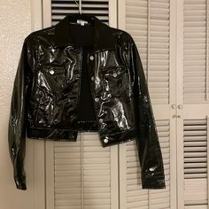 Reposhing This Item I Purchased From @Hippiedoctor. Loved It, But Ready To Rotate For Something New. Questions? Leave A Comment Below! Vinyl Jacket, Leather Jackets, Something New, Black Silver, Jackets & Coats, Jackets For Women, Leather Jacket, Vinyl, Silver