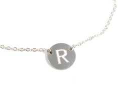 Engraved Initial Necklace, Initial Necklace as seen on Katie Holms, 14kt gold filled or Sterling Sil Initial Disc Necklace, Engraved Initials, Necklace Initial, Rose Necklace, Block Pattern, Katie Holmes, Disc Necklace, Circle Necklace, Dainty Necklace