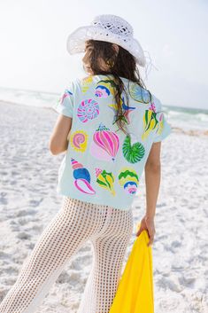 This tee brings the ocean to your wardrobe! Meet our classic tee, complete with a sequin shell design. 🐚🐳 Care Instructions: hand wash only, inside out Queen Summer, Rodeo Queen, Shell Design, Queen Mother, Fall Kids, Dancing Queen, Romper Pants, Cover Up Dress, Clothes Collection