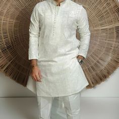 These are brand new Mens Chicken Kari Stitched Cotton Blend Fabric shalwar Kameez It is made with soft luxury fabric with embroidery on top in White and Black colour In Small,  Medium , Large  and XL size With  two side pockets and nice buttons Package include  1 Kurta,   1 trouser Measurements, there may be a difference of 0.5 to 1 inches difference also colour may vary due to camera lens quality  The model picture is just for style purpose the design of embroidery may vary   Small Size  Chest White Chicken Kurta For Men, White Kurta Designs For Men, Chicken Kari Kurta For Men, Men Kurta Designs Style, White Kurta Men, Pakistani Mens Shalwar Kameez, Chicken Kari, Embroidery Indian, Black Chickens