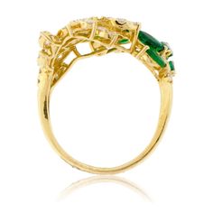 18K Yellow Gold .66ctw Diamond & 1.40ctw Emerald Ring Product Details Ring Information Center Gemstone Accent Stones Style #: RON JLRY4315 Type: Emerald Type: Diamond Metal Type: 18K Yellow Gold Shape: Marquise Shape: Round Number: 1 Number: 56 Carat Weight: 1.40ctw Carat Weight: .66ctw Product Measurements Widest Width (A): 17.0mm Thickness (B): 2.75mm Band Width (C): 2.2mm Shipping & Processing Standard Shipping is Free and typically takes 2-3 Days! Need it Faster? Select Expedited Shi Aquamarine Studs, Interlocking Ring, Diamond Cluster Engagement Ring, Diamond Fashion Rings, 1 Number, Cluster Engagement Ring, Information Center, Pink Morganite, Detailed Ring