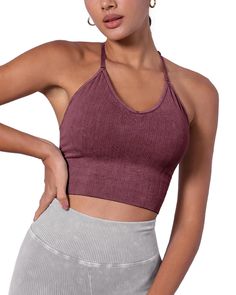 PRICES MAY VARY. 88% Nylon, 12% Spandex Imported Pull-On closure Designed for low impact workout or everyday wear. ➤SEAMLESS RIBBED FABRIC: Skin-friendly and soft rib-like texture, 4-way stretch fabric made with a seamless knitting technology for a comfortable, form-hugging fit. ➤ADJUSTABLE STRAP & V NECK: Sexy V-neckline with adjustable stretch straps for a customizable fit; The delicate straps in the back add extra flare ➤REMOVABLE PADS: Built in removable padding for a customizable fit that o Comfortable Sports Bra With Built-in Bra For Gym, Solid Activewear With Seamless Design For Light Exercise, Versatile Seamless Gym Activewear, Versatile Seamless Activewear For Gym, Seamless Solid Activewear For Sports, Solid Seamless Fabric Activewear For Sports, Solid Color Seamless Fabric Activewear For Sports, Solid Seamless Activewear For Gym, Seamless Solid Activewear For Light Exercise