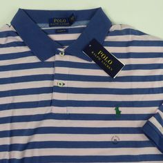 Polo Ralph Lauren Shirt Striped Design Ribbed Collar, Short Sleeve Shirt Jersey Cotton Fabric Polo Pony Embroidery 2 Button Placket Uneven, Vented Hem Classic Fit Approx Chest Across Front: 27” Length From Top Of Collar In Back To Bottom: 35” Brand New With Tags Pricing Is Fair And Quite Firm For A High End Item . Please Let Us Know If You Have Any Questions. Long Sleeve Blue Polo Shirt For Spring, Blue Long Sleeve Polo Shirt For Spring, Blue Long-sleeve Polo Shirt For Summer, Blue Long Sleeve Polo Shirt For Summer, Striped Polo Collar Top For Spring, Preppy Pink Collared Top, Striped Fitted Polo Shirt For Spring, Pink Polo Collar Top For Summer, Casual Pink Polo Shirt For Spring