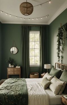 #BEAUTY, #RELATIONSHIPS #Fashion #Animals #Outfits #Winter Outfits #Animal Green Room Ideas Bedroom, Design Ložnic, Green Bedroom Decor, Bedroom Redesign, Earthy Bedroom, Sage Green Bedroom, Green Walls, Bilik Tidur, Redecorate Bedroom