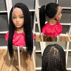 Braided Water melon Wig. Made on a full lace wig.length is 24inches Long.black. | eBay Braded Wig, Braided Wig Styles, Braided Wig Hairstyles, Watermelon Braids, Crochet Styles For Black Women, Braided Wigs For Black Women, Braid Wigs, Fancy Nails Designs, Braided Wigs