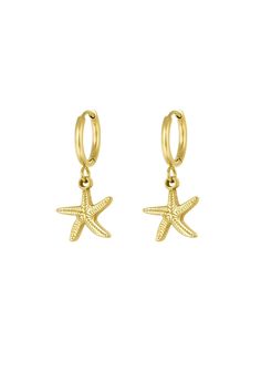 Embrace the charm of the Gold Starfish Earrings. These delightful earrings feature an elegant starfish design in luxurious gold enamel. Crafted from hypoallergenic materials, they are perfect for sensitive ears and offer lightweight comfort for all-day wear. Ideal for beach lovers and those who appreciate minimalist jewelry, these earrings are suitable for both everyday wear and special occasions. Add a touch of coastal elegance to your collection or gift them to someone special. Discover the be Starfish Design, Coastal Elegance, Starfish Earrings, Beach Lovers, Gold Enamel, Simple Earrings, Jewelry Earrings Hoops, Beach Jewelry, Sensitive Ears